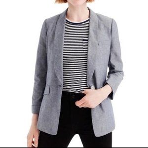 J. Crew blue chambray cotton linen blend blazer size 4